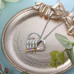 Load image into Gallery viewer, Personalized Name & Birthstone Heart Striped Pendant Necklace