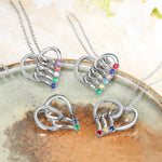 Load image into Gallery viewer, Personalized Name & Birthstone Heart Striped Pendant Necklace