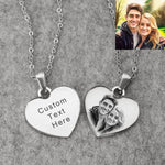 Load image into Gallery viewer, Custom Photo & Text Engraved Heart Necklace