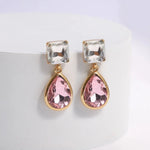 Load image into Gallery viewer, Pink Square Teardrop Diamond Earrings