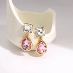 Load image into Gallery viewer, Pink Square Teardrop Diamond Earrings