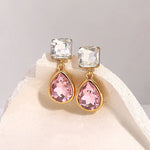 Load image into Gallery viewer, Pink Square Teardrop Diamond Earrings