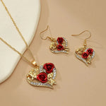 Load image into Gallery viewer, Romantic Heart Rose Diamond Necklace and Earring Set