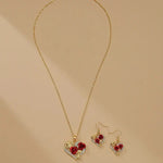 Load image into Gallery viewer, Romantic Heart Rose Diamond Necklace and Earring Set