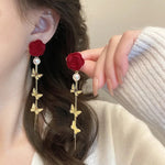 Load image into Gallery viewer, Romantic Rose Pearl Butterfly Dangle Earrings
