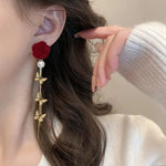 Load image into Gallery viewer, Romantic Rose Pearl Butterfly Dangle Earrings