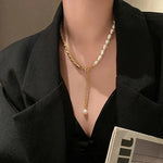 Load image into Gallery viewer, Rope Chain Pearl Contrast Bracelet and Necklace