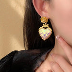 Load image into Gallery viewer, Rose Floral Enamel Heart Earrings