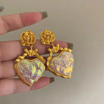 Load image into Gallery viewer, Rose Floral Enamel Heart Earrings