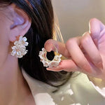 Load image into Gallery viewer, Round Floral Accented Elegant Earrings