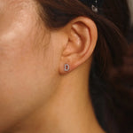 Load image into Gallery viewer, CZ Silver Initial Earrings Dainty Stud Earrings