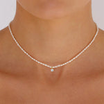 Load image into Gallery viewer, S925 Dainty Diamond Charm Pearl Necklace