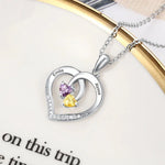 Load image into Gallery viewer, S925 Personalized Two Names & Birthstones Heart Pendant Necklace