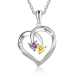 Load image into Gallery viewer, S925 Personalized Two Names & Birthstones Heart Pendant Necklace