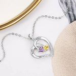 Load image into Gallery viewer, S925 Personalized Two Names & Birthstones Heart Pendant Necklace