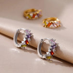 Load image into Gallery viewer, Scattered Diamonds Hoop Earrings