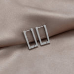 Load image into Gallery viewer, Theia Silver Rectangular Hoop Earrings