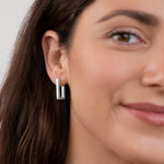 Load image into Gallery viewer, Theia Silver Rectangular Hoop Earrings