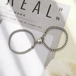 Load image into Gallery viewer, Simple Couples Cuban Magnetic Heart Bracelet Set