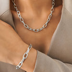 Load image into Gallery viewer, Simple Paperclip Necklace & Bracelet Set
