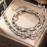 Load image into Gallery viewer, Simple Paperclip Necklace & Bracelet Set
