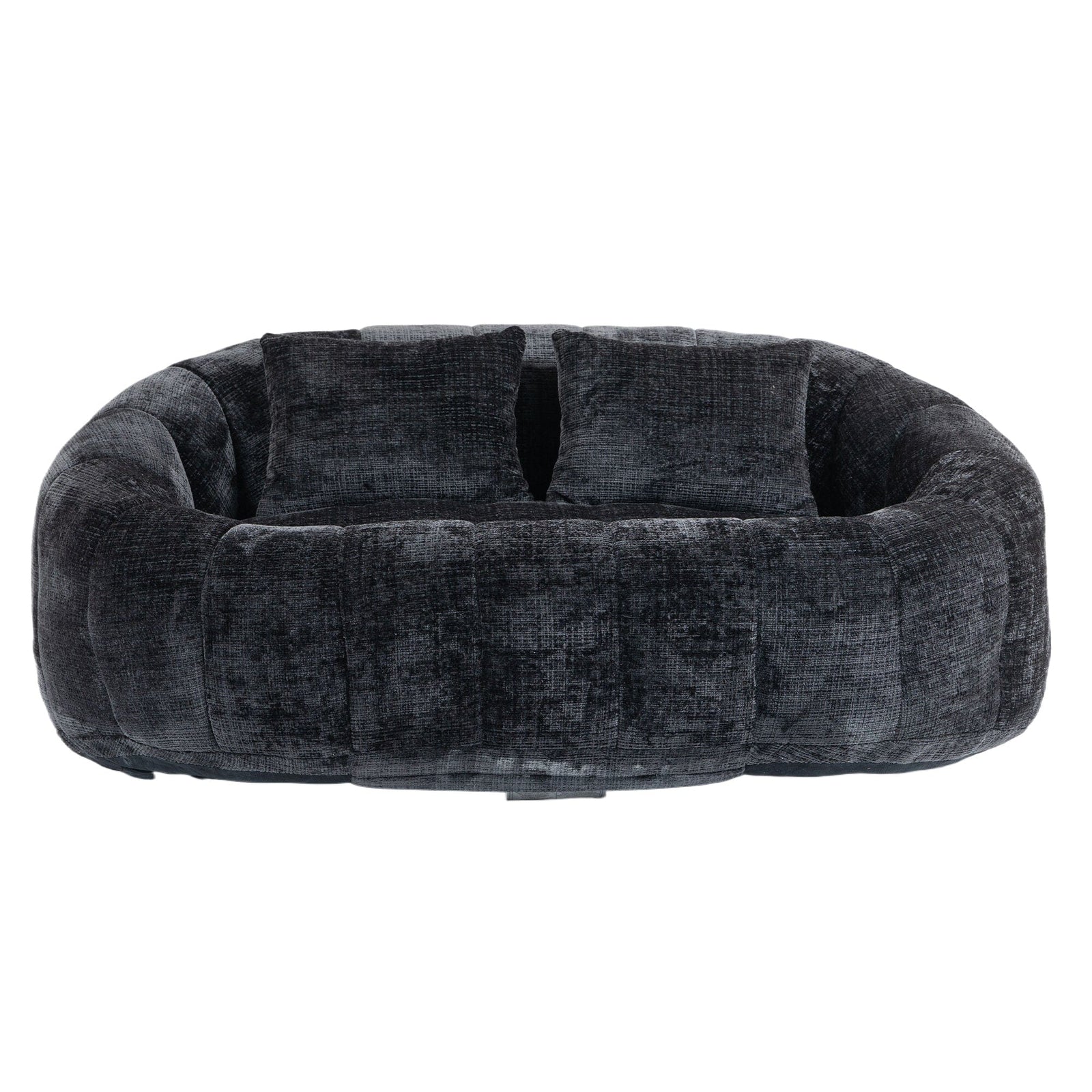 Sofa Chair Set Bean Bag Chair Comfortable High-Back Bean Bag Couch in Black Chenille