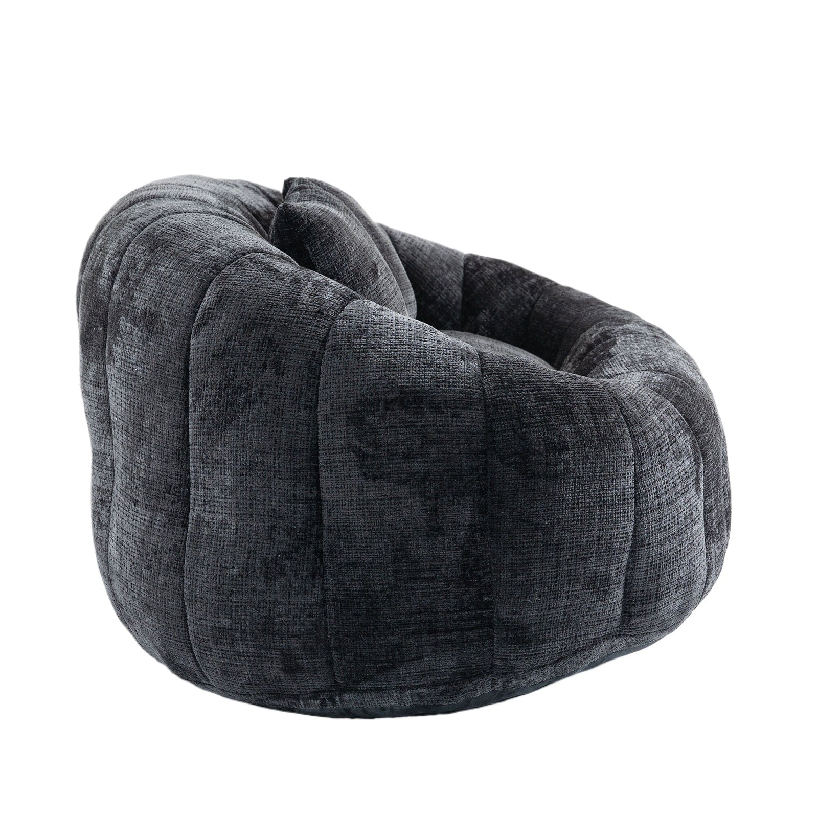 Sofa Chair Set Bean Bag Chair Comfortable High-Back Bean Bag Couch in Black Chenille