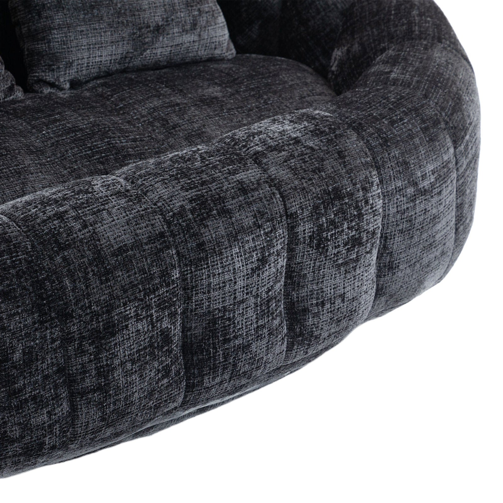 Sofa Chair Set Bean Bag Chair Comfortable High-Back Bean Bag Couch in Black Chenille