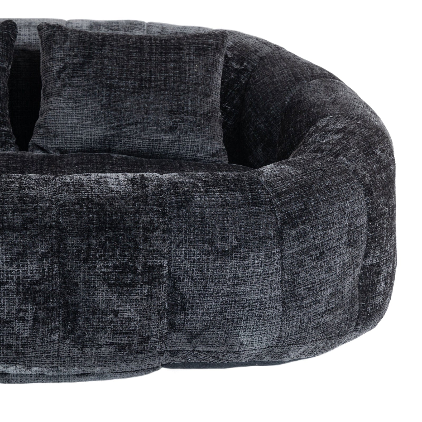 Sofa Chair Set Bean Bag Chair Comfortable High-Back Bean Bag Couch in Black Chenille