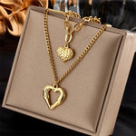 Load image into Gallery viewer, Stacked Golden Heart Contrast Necklaces