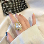 Load image into Gallery viewer, Statement Gold Accented Pearl Ring