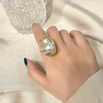 Load image into Gallery viewer, Statement Gold Accented Pearl Ring