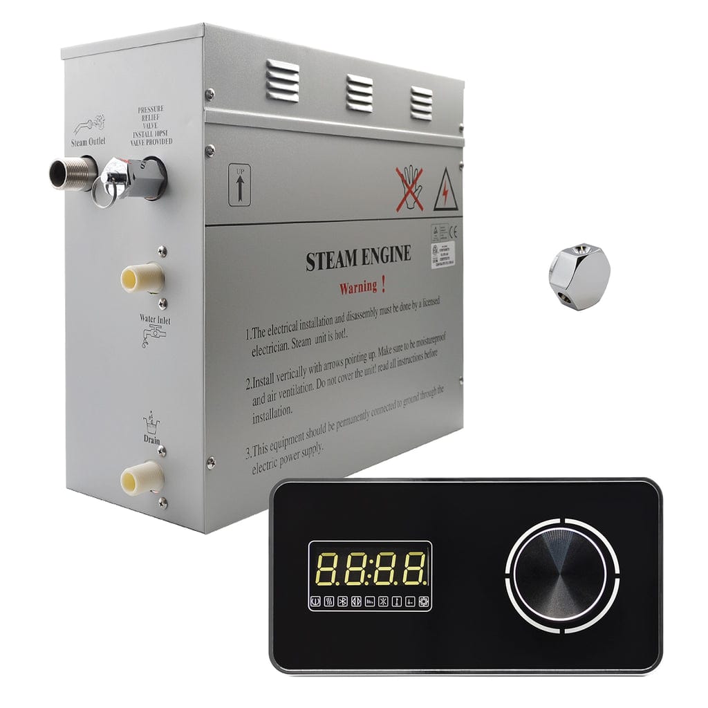 STEAM PLANET 6kw / Dual Digital Keypad Steam Planet Superior Encore Steam Generator Self-Draining Steam Shower Kit | Horizontal Digital Keypad in Black with Built-in Temperature Sensor | Upgraded Keypad Connection Cable| Aromatherapy Steam Head for Perfect Steam- GH6LBP