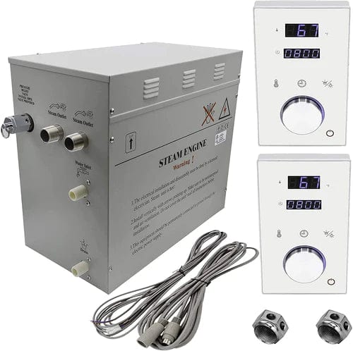 STEAM PLANET Steam Generators Steam Planet Superior Steam Shower Generator 12kW Dual Keypad DeLuxe System, Self Draining White Keypad- SPSSSG12DKDSSDWK