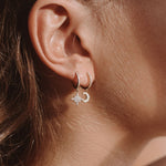 Load image into Gallery viewer, Star & Moon Earrings Inlay Rhinestone Huggies