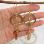Load image into Gallery viewer, Homa Tangerine Quartz Stone Crescent Moon Earrings