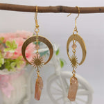 Load image into Gallery viewer, Homa Tangerine Quartz Stone Crescent Moon Earrings