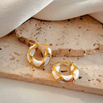 Load image into Gallery viewer, Textured Gold Contrast Hoop Earrings