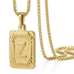 Load image into Gallery viewer, Textured Rectangle Letter Initial Necklace