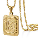 Load image into Gallery viewer, Textured Rectangle Letter Initial Necklace