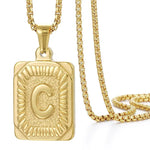 Load image into Gallery viewer, Textured Rectangle Letter Initial Necklace