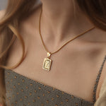 Load image into Gallery viewer, Textured Rectangle Letter Initial Necklace