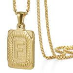 Load image into Gallery viewer, Textured Rectangle Letter Initial Necklace