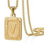 Load image into Gallery viewer, Textured Rectangle Letter Initial Necklace