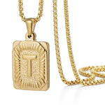 Load image into Gallery viewer, Textured Rectangle Letter Initial Necklace