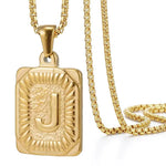 Load image into Gallery viewer, Textured Rectangle Letter Initial Necklace