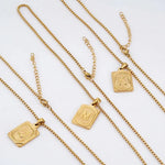 Load image into Gallery viewer, Textured Rectangle Letter Initial Necklace