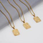 Load image into Gallery viewer, Textured Rectangle Letter Initial Necklace