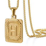 Load image into Gallery viewer, Textured Rectangle Letter Initial Necklace