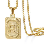 Load image into Gallery viewer, Textured Rectangle Letter Initial Necklace